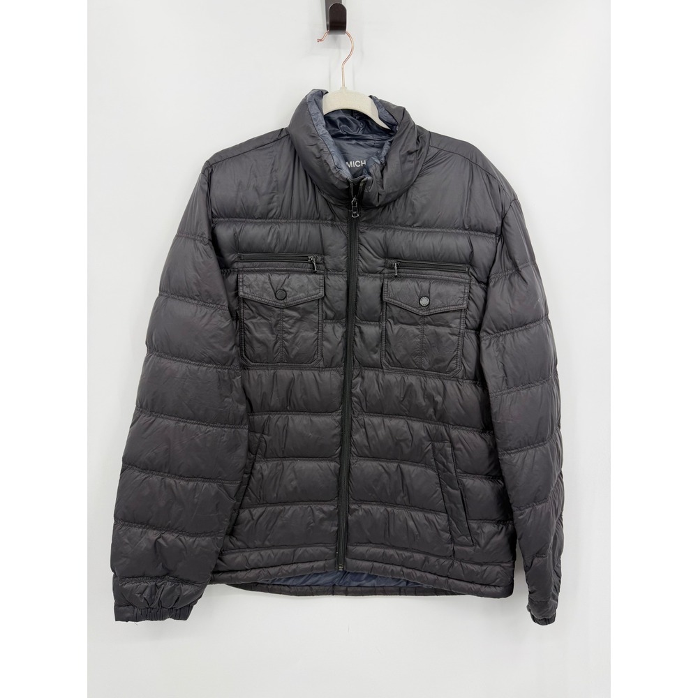 Michael Kors Packable Down Puffer‎ Jacket Mens L Black Quilted Zip